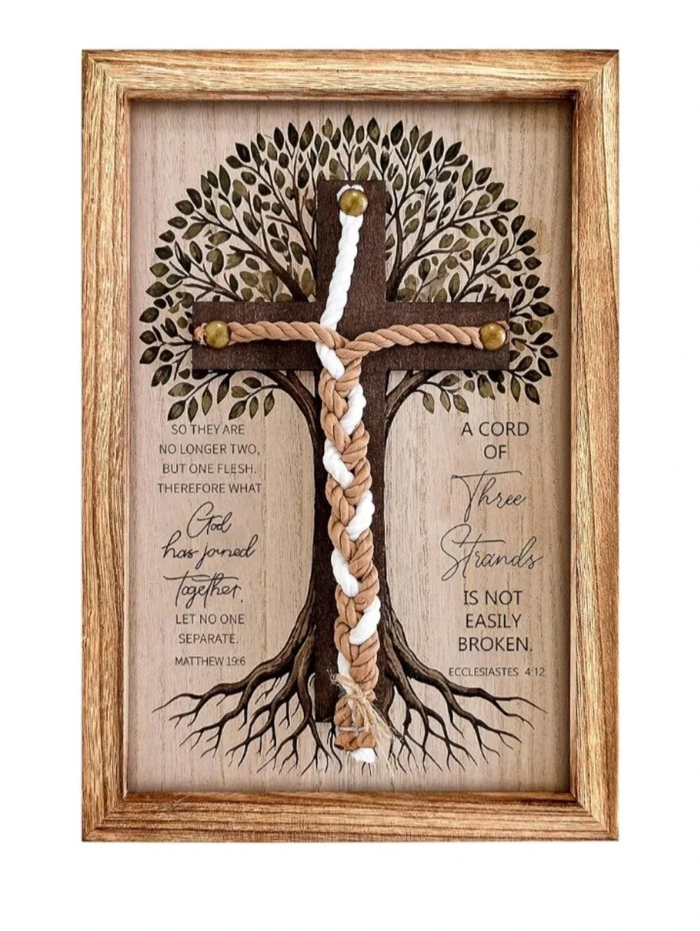 Faith-Inspired Three-Strand Rope Cross Wall Decor in Brown and White